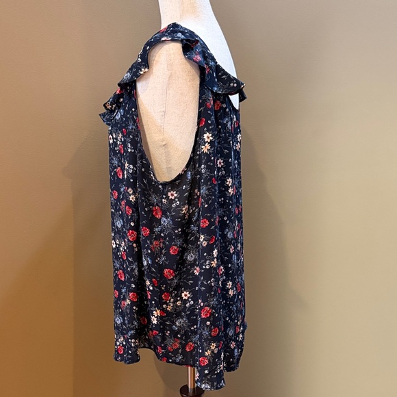 Navy Floral Ruffle Blouse - Picture 7 of 16